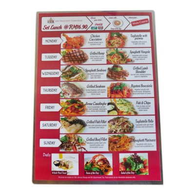 Custom High Quality Fast Food Menu